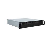 Inter-Tech 2U-2404L Châssis Serveur Rack 2U Noir/Argent, Micro ATX/Mini-ITX, 5x 3.5", 2.5" compatibles, Grille montage, 3x ventilateurs 40mm, USB 2.0/3.2 Gen 1