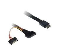 Inter-Tech 88885642 Câble SAS 0.75m, Connecteur OCuLink SFF-8611 vers U.2 SFF-8639 + SATA Power 15p, 32 Gbit/s, Noir
