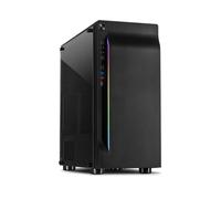Inter-Tech A-3411 Creek Tower Noir, Boîtier PC ATX/mATX/ITX, vitre latérale verre trempé, 1x3.5", 3x2.5", USB 3.2 Gen 1, Éclairage RGB avant, support radiateur 120/140/240/280mm, compatible GPU 305mm