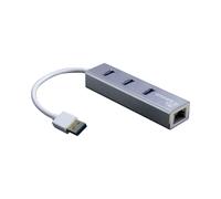 Inter-Tech Argus IT-310-S : Hub USB 3.2 Gen 1 Type-A 3 ports + RJ-45 Ethernet Gigabit, Aluminium Gris, compatible Windows/macOS/Linux