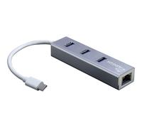 Inter-Tech Argus IT-410-S Adapter USB-Typ C - GbitLAN inkl. 3X USB 3.0 Hub