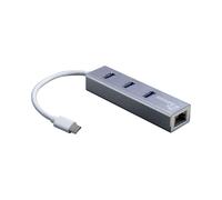 Inter-Tech Argus IT-410-S Hub USB 3.2 Gen 1 Type-C Gris, 3x USB 3.2 Gen 1 Type-A, RJ-45, LAN/USB LEDs, Aluminium, Windows/macOS/Linux