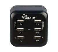 Inter-Tech Argus LS-6US USB Chargeur Secteur Universel Noir 5V/6.8A, Entrée 100-240V/1A, avec LED, Dimensions 675x580x675mm, Poids 170g