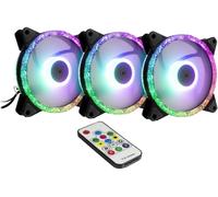 Inter-Tech Argus RS07 Ventilateur pour PC noir (l x H x P) 120 x 120 x 25 mm avec télécommande, avec éclairage LED