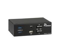 Inter-Tech AS-21HUS Switch KVM 2 Ports HDMI 4K Ultra HD 60Hz USB 2.0/3.2 Gen 1, Support Windows/macOS/Linux, Audio 3.5mm, Noir