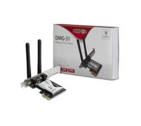 Inter-Tech DMG-31 : Carte WLAN Interne 300 Mbps, PCI Express, Wi-Fi 4 (802.11n) Monobande 2.4GHz, 2 antennes externes 3dBi, Windows 7/8/8.1/10