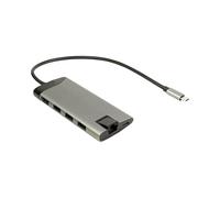 Inter-Tech GDC-802 Hub USB 3.2 Gen 1 Type-C Gris, Power Delivery 100W, Lecteur Cartes MMC/MicroSD, HDMI, RJ-45, Windows/macOS/Linux