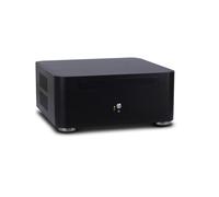 Inter-Tech ITX A80S Mini Tower Noir - Boîtier PC ITX Aluminium, Alimentation Externe 60W, Baies 5.25/3.5/2.5", 2x USB 3.2 Gen 1, 200x200x88mm
