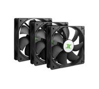 Inter-Tech Kit de 3 Ventilateurs 120mm 88887289 pour Boîtier PC, 800-1500 RPM, 60 CFM, 25 dBA, Connecteur 4-Pin, Noir, 12V