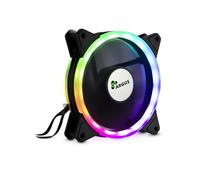 Inter-Tech RS-041 Ventilateur 120x120x25mm RGB Noir, 1200 tr/min, 22dB, 59.47 CFM, Palier à Fluide, Connecteur 4-pin, LEDs Bleu/Vert/Rouge, 12V