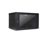 Inter-Tech SMA-6406 Rack Mural 6U Noir Métal et Verre Trempé, Charge Max 30kg, 600x450x368mm, Ventilation Active 2x120mm, IP20