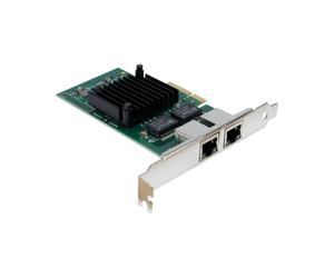 Inter-Tech ST-727 : Carte Réseau Ethernet Gigabit Dual Port, PCI Express 2.0, Contrôleur Intel I350, 1000 Mbit/s, Compatible Windows/Linux