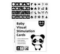 Interactive Baby Cards, Visual Stimulation Learning Activity Cards, Black and White Flash Card, 13x13 Compact Size, Ideal for Baby 0-3 Months, Stimulate Educational Development