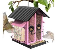Interactive Bird Feeders for Outdoors, Squirrel Proof Metal and Acrylic, Double Roof Weather Resistant Small to Garden, The Compact Structure Fits Beautifully in Outdoor