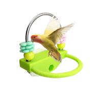 Interactive Bird Perch - Rotating Rings Toy, Parakeet Training Perch, Natural Wood Resting Stand with Rings, Cage Enrichment Accessory with Function, Climbing Exploration Toy for Pet Birds