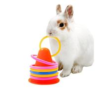 Interactive Bunny Rings, Stacking Puzzle Playset, Soft Animal Toy with Engaging Feature, Sturdy Small Entertainment Toy for Chinchilla Hamster, Colorful Ring Stack with Fun Style, Playset Accessory