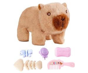 Interactive Capibara en Peluche - Jouet électronique Doux pour Animaux avec Fonctions de Mouvement de lumière sonore, Jolie Figurine d'animal de Compagnie remplie de | Divertissement Apren