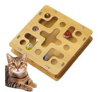 Interactive Cat Board - Wooden Nail File Toy for Instinct Play | Wood with Sturdy Build, Puzzle Scratch Box, Bell Feature, Indoor Kitten Entertainment, Furniture Protection Aid, Hunting Practice