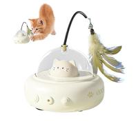 Interactive Cat Feather Toy, Rechargeable Pussy Toy, Rotating Pet Enrichment Kitten Boredom Exerciser, 600mAh Battery Hunting Chasing Game, Product Size: 4.33x4.53x11.02 inches