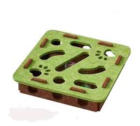 Interactive Cat Toy, Cat Scratch Puzzle Enrichment Box, Nail File Scratcher, with Bell for Indoor Cats Scratching and Hunting Mental Felt Maze (Green)