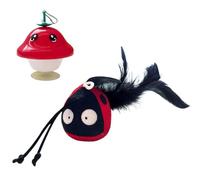 Interactive Cat Toy, Plush Chirping Interactive Kittens Toys, Plush Retractable Cord Touch Activated Indoor Games, Kitten Accessories, Pet Supplies for Enrichment, and Exercise, 5.91x3.15 Inches