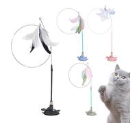 Interactive Cat Wand Toy, Feather Enrichment Activity, Suction Cup Spring Game, Reduces Boredom Engages Kittens for Indoor Fun All Breeds, 9.45x13.39 inches