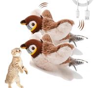 Interactive Chirping Bird Cat Toy, Bird Chase Flappy Cat Toy, Flapping Bird Cat Toy with Three Flapping Modes, Flying Bird Toy for Cats, Electric Sparrow Shaking Bird (2 Pcs)
