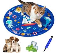 Interactive Cooling Waterbed for Dogs 2.0, Water Sensory Play Mat for Cat Dog, Summer Water-Fillable Sensory Mat, Upgraded with 50% Extra Thickness, Large 65cm/100cm Diameter, with Air Pump (C,65CM)