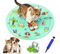 Interactive Cooling Waterbed for Dogs 2.0, Water Sensory Play Mat for Cat Dog, Summer Water-Fillable Sensory Mat, Upgraded with 50% Extra Thickness, Large 65cm/100cm Diameter, with Air Pump (B,65CM)