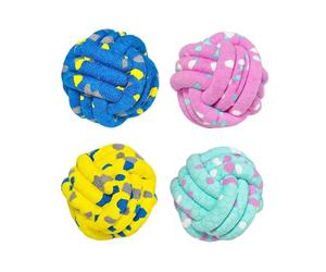 Interactive Dog Ball Set - 7.5cm PU Chew Toy Balls, 4 Pack Yellow Blue Green Pink | Durable Pet Training Fetch Toys for Small & Medium Dogs, Puppy Teething Ball, Indoor Outdoor Play, Stress Relief Dog
