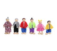 Interactive Family Doll Figures Pine Miniature People Toy Set pour Les Jeux de Rôle Créatifs des Jeunes Enfants (6 marionnettes japonaises et coréennes)
