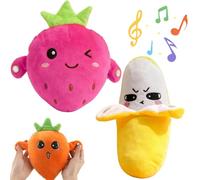 Interactive Music Plush Toy Set, Fruit Musical Sensory Toy, Electric Touch-Sensitive Banana & Fruit Plush with Sound Features, Fun & Playfu, Parent-Child Play Fun (2pcs-C)