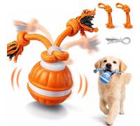Interactive Smart Rolling Pet Ball, Active Rolling Ball with Tail, 360° Interactive Dog Ball with Birds Chirping & Light, 3 Smart Modes, Relieve Boredom, For Small Medium Large Dogs (Orange)