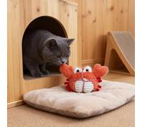 Interaktive Hundespielzeug Chat interactif en forme de crabe avec chat | Dentition douce pour chats - Exercice d'enrichissement pour l'enrichissement à la maison ou à l'appartement (B, taille unique)