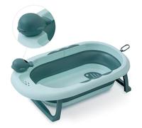 Interbaby Baignoire Pliable Bébé Sur Pied, Bonde et Gobelet Rince (Vert) | Baignoire bébé sur pied avec gobelet rince, antidérapante, bonde de vidange, de la naissance à 2 ans, pliable