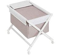 Interbaby Berceau en Croix Hêtre Blanc + Parure + Nacelle + Matelas Modèle Universo Beige
