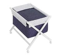 Interbaby Berceau en Croix Hêtre Blanc + Parure + Nacelle + Matelas Modèle Universo Bleu Marine