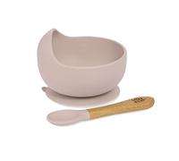 Interbaby Bol avec ventouse et cuillère en silicone rose