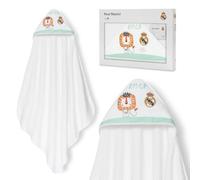 Interbaby - Cape de Bain Bébé Real Madrid | Serviette à Capuche 100% Coton, Unisexe | Douce et Séchage Rapide | Idéal pour Nouveau-nés, Bébés et Enfants | Motif Lion