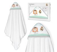 Interbaby - Cape de Bain Bébé Real Madrid | Serviette à Capuche 100% Coton, Unisexe | Douce et Séchage Rapide | Idéal pour Nouveau-nés, Bébés et Enfants | Motif Lion