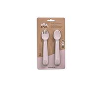 Interbaby Couverts bébé : cuillère et fourchette en silicone rose SI009-66