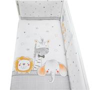 Interbaby Couverture 100x135 taie d'oreiller et protection de lit 60x180 Animaux 2 blanc gris