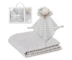 Interbaby Couverture Bébé Naissance + Doudou Ours - Coffret Cadeau (Blanc)