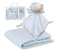Interbaby Couverture Bébé Naissance + Doudou Ours - Coffret Cadeau (Bleu)