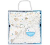 Interbaby Couverture pour bébé 80x110 Oursons crème bleu microfibre avec bulles en relief