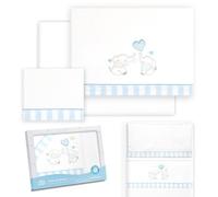 Interbaby - Draps bébé en Coton pour Mini Berceau - Paire d'éléphants - Ensemble 3 pièces : Drap-Housse, Drap de Dessus et taie d'oreiller