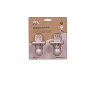 Interbaby Ensemble de couverts d'apprentissage anti-étouffement pour bébé en silicone rose