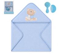 Interbaby - Ensemble de serviette de bain bébé avec peigne - Serviette à capuche 100% coton, 100 x 100 cm, unisexe - Nouveau-nés, bébés et jeunes enfants - Motif « Je t'aime »
