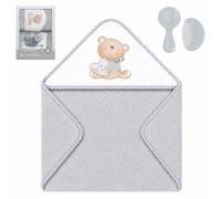 Interbaby - Ensemble de serviette de bain bébé avec peigne - Serviette à capuche 100% coton, 100 x 100 cm, unisexe - Nouveau-nés, bébés et jeunes enfants - Motif « Je t'aime »