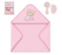 Interbaby - Ensemble de serviette de bain bébé avec peigne - Serviette à capuche 100% coton, 100 x 100 cm, unisexe - Nouveau-nés, bébés et jeunes enfants - Motif « Je t'aime »